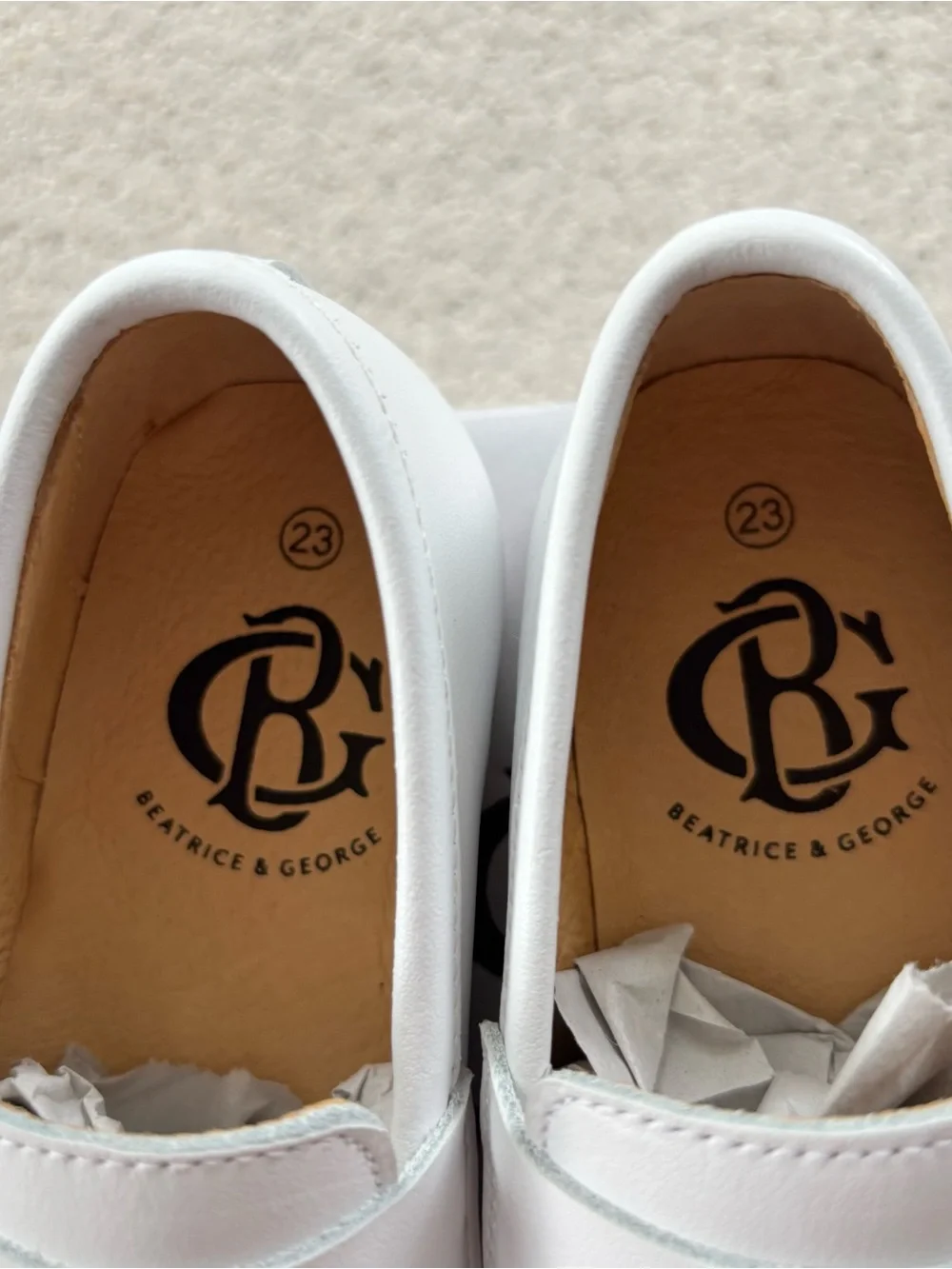Beatrice & George White Leather dress Penny Loafers